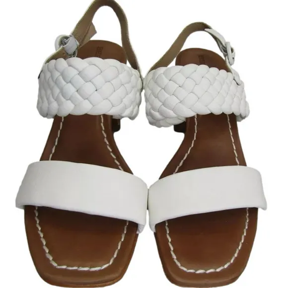 NEW BERNARDO Womens Beaufort 2 Sandals Mid Heel Adjustable Buckle M White Size 7