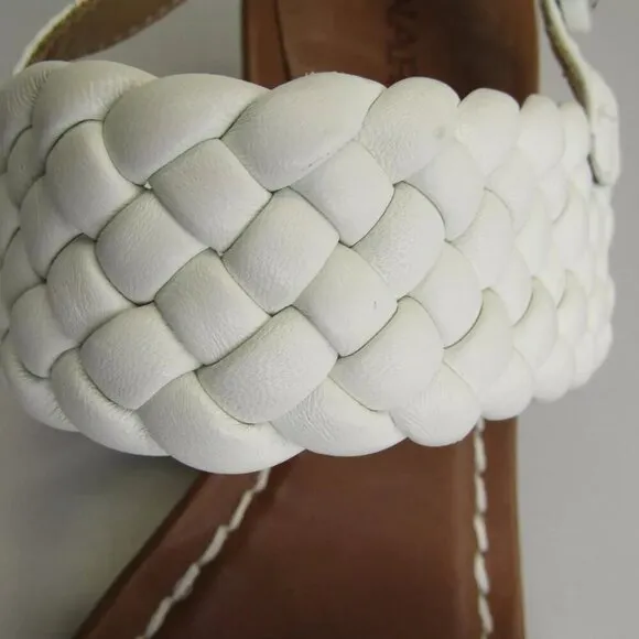 NEW BERNARDO Womens Beaufort 2 Sandals Mid Heel Adjustable Buckle M White Size 7