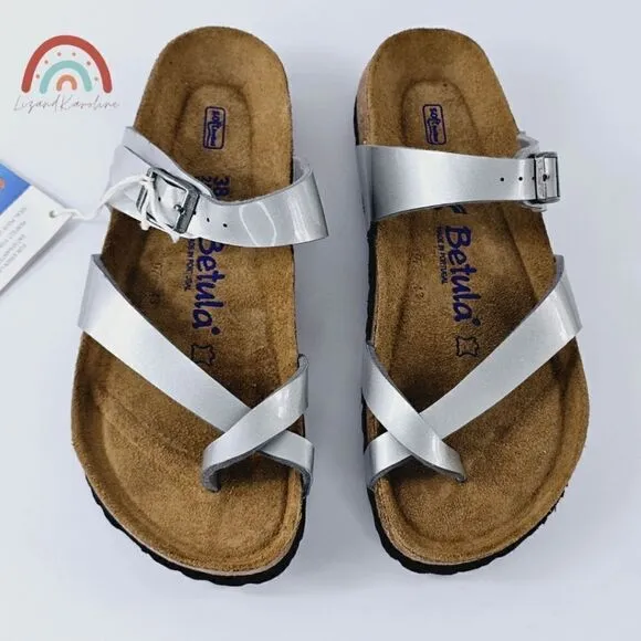 New! Betula by Birkenstock Mia Soft Silver Sandals