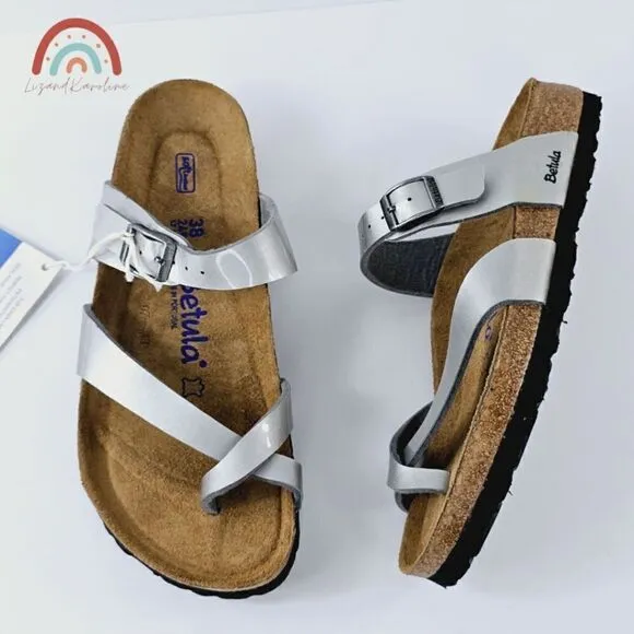 New! Betula by Birkenstock Mia Soft Silver Sandals