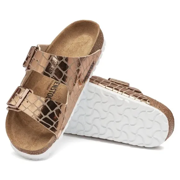 New Birkenstock Arizona Gator Gleam Sandals- Copper