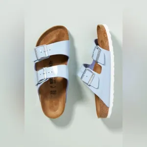 NEW BIRKENSTOCK ARIZONA SANDALS BLUE PATENT 39