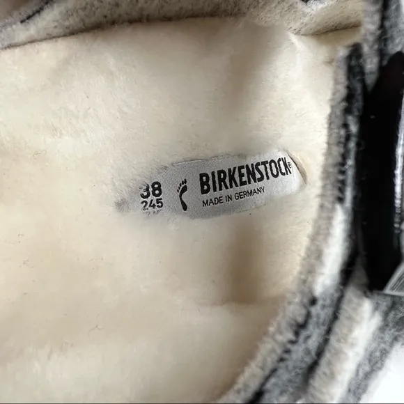 NEW BIRKENSTOCK Arizona Shearling Wool Plaid White Size 38 EU 7 - 7.5 US