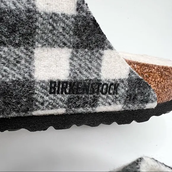 NEW BIRKENSTOCK Arizona Shearling Wool Plaid White Size 38 EU 7 - 7.5 US