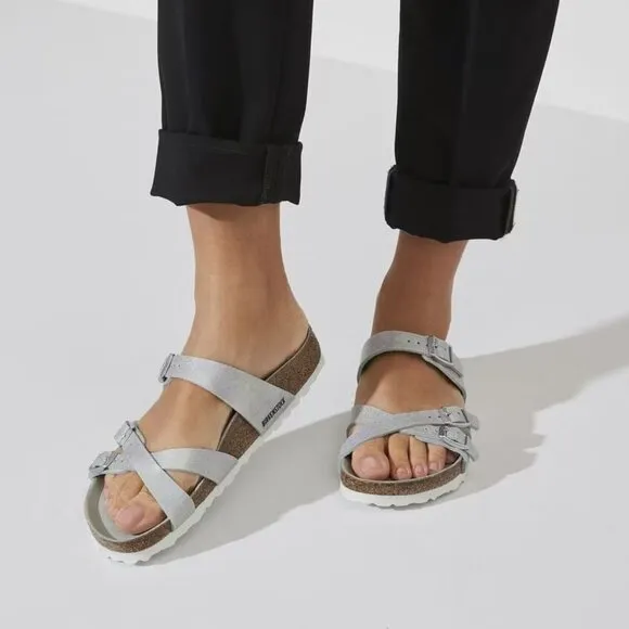 NEW Birkenstock Made in Germany Franca Sandals - Birko-Flor®  Iridescent Matcha2