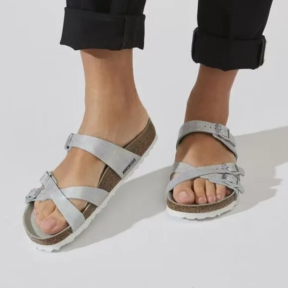 NEW Birkenstock Made in Germany Franca Sandals - Birko-Flor®  Iridescent Matcha2