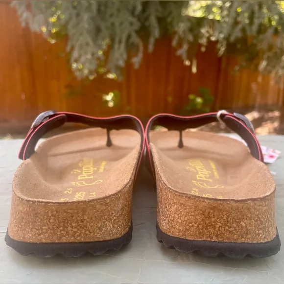 NEW Birkenstock Papillio Gizeh Turin Coral Orange Leather Thong Toe Sandal EU 35