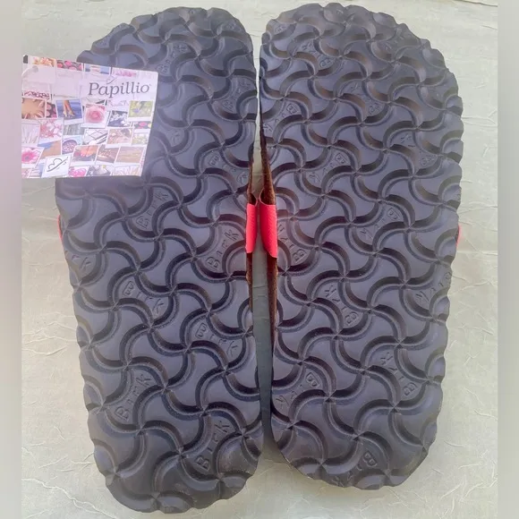 NEW Birkenstock Papillio Gizeh Turin Coral Orange Leather Thong Toe Sandal EU 35