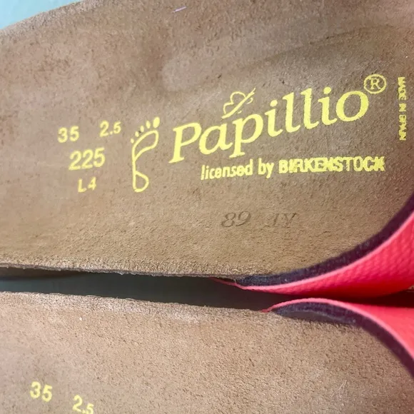 NEW Birkenstock Papillio Gizeh Turin Coral Orange Leather Thong Toe Sandal EU 35