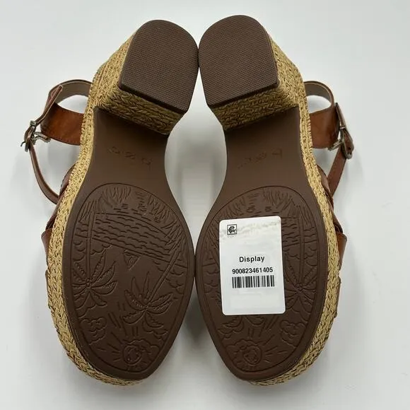 NEW BOC Melodie Wedge Heeled Sandals Brown Tan Ankle Strap Womens Size 6 M NWOB