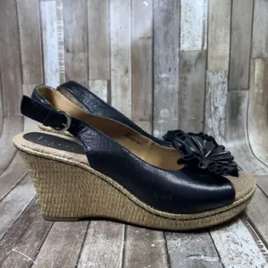 NEW BORN Concept Ivet b.o.c. Black Wedge Sandals Leather