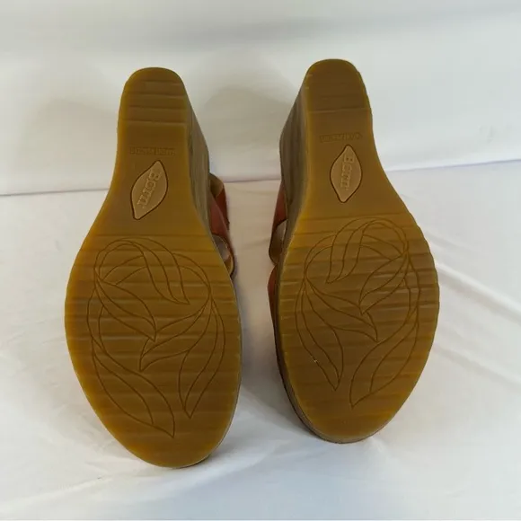New Born Women's Coral Leather Wedge Sandals 9M
