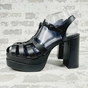 New BP Amaya Fisherman Platform Black Sandals i82