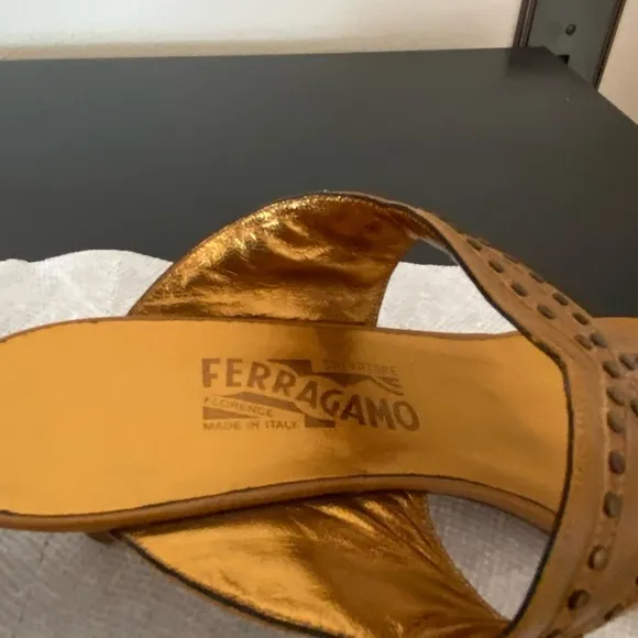 New Brown/Gold Salvatore Ferragamo sandals.