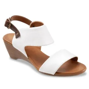NEW Bueno Ivana Leather Wedge Slingback Sandals White Brown 36