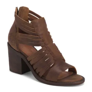 NEW CHOCOLAT BLU Made In Brazil Leather Felice Heeled Cage Sandals Brown 123mn