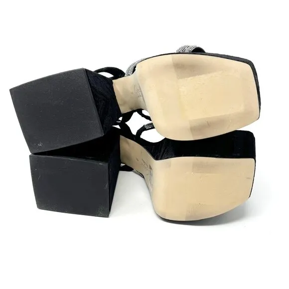 NEW Circus NY by Sam Edelman Mila Jewel Platform Velvet Sandals Womens 9 Black