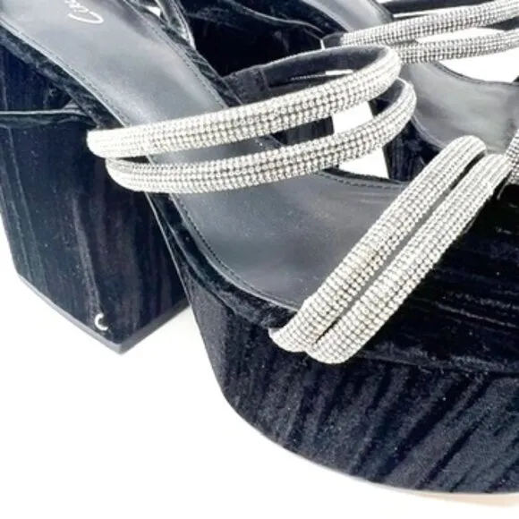NEW Circus NY by Sam Edelman Mila Jewel Platform Velvet Sandals Womens 9 Black