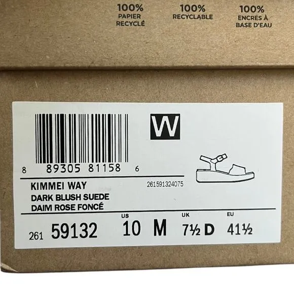 NEW Clarks Kimmei Way Wedge Sandals Dark Blush Suede Women's 10