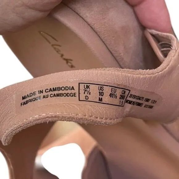 NEW Clarks Kimmei Way Wedge Sandals Dark Blush Suede Women's 10