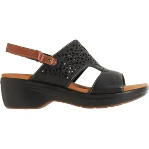 NEW Clarks Tuleah Sun Wedge Sandals - Leather For Women in  Black Leather 253