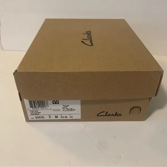 New Clarks Women's Flex Sun Wedge Sandals, Tan Leather, 9 NWB