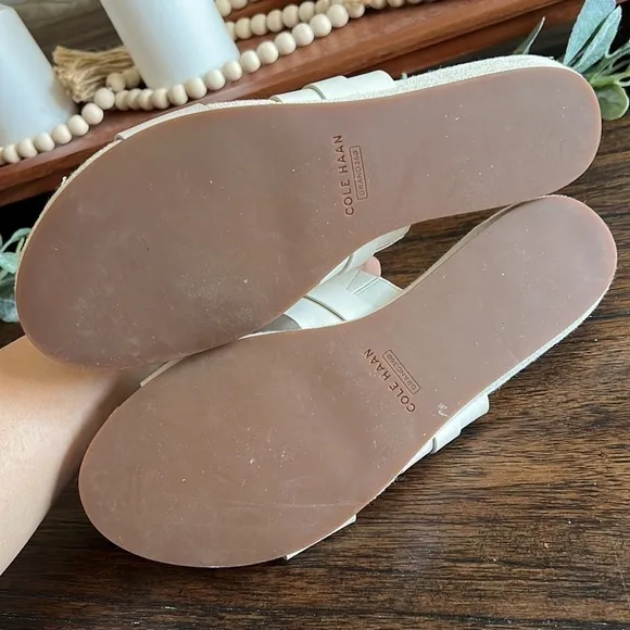 NEW Cole Haan Francine Demi White Wedge Slide Sandals Women's 9.5 B W23589