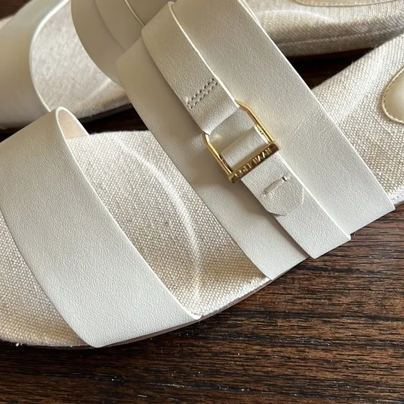 NEW Cole Haan Francine Demi White Wedge Slide Sandals Women's 9.5 B W23589