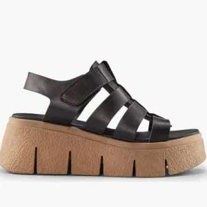 new COUGAR Black Made In Spain Leather Antony Platform Sandals 254 2T7
