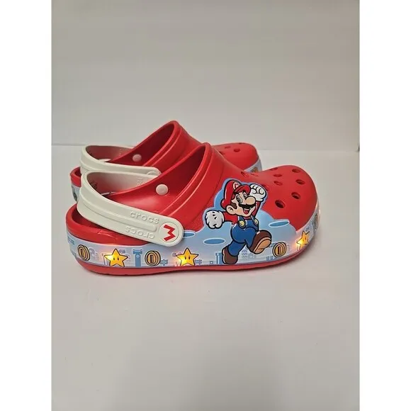 NEW CROCS FunLab SUPER MARIO Light Up Kids Clog Sandals Slip On Child Kid 2