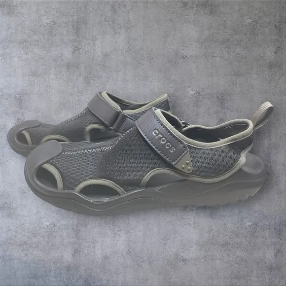 NEW Crocs Men's Swiftwater Mesh Fisherman Deck Sandals Brown Size 10