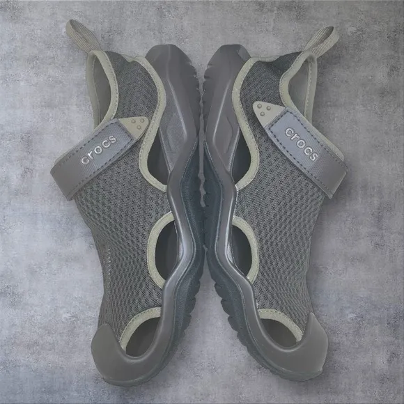 NEW Crocs Men's Swiftwater Mesh Fisherman Deck Sandals Brown Size 10