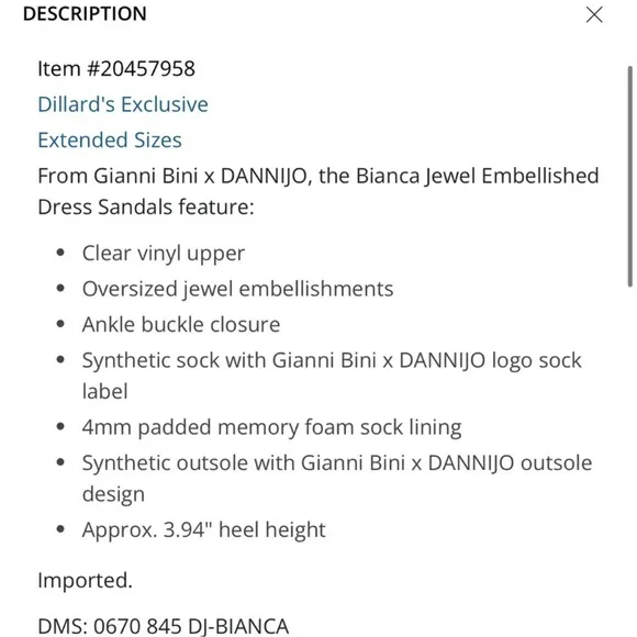 NEW Dannijo x Gianni Bini Bianca Jeweled Dress heel sandals women size 6, 7.5