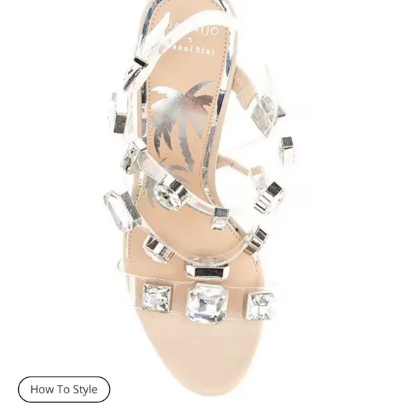 NEW Dannijo x Gianni Bini Bianca Jeweled Dress heel sandals women size 6, 7.5
