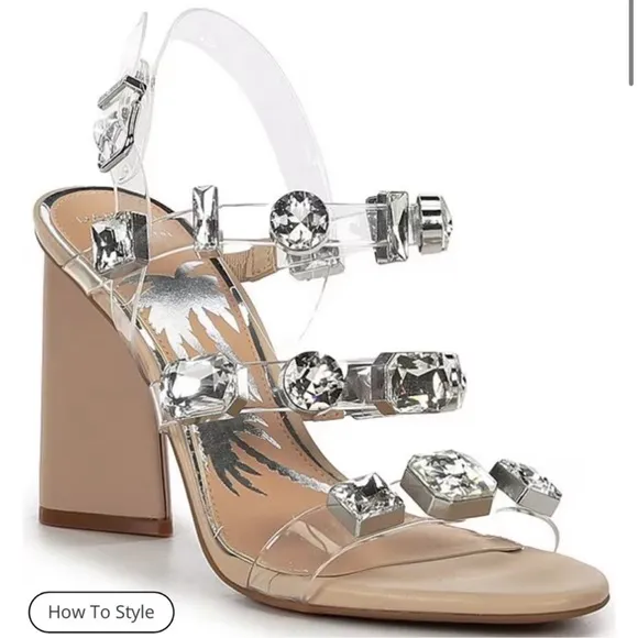 NEW Dannijo x Gianni Bini Bianca Jeweled Dress heel sandals women size 6, 7.5
