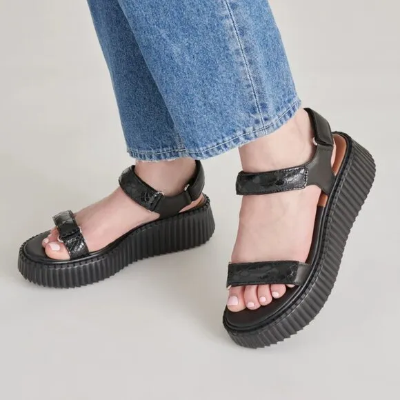 NEW DOLCE VITA Leather Debra Sandals midnight black for women 462tn