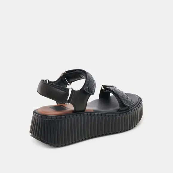 NEW DOLCE VITA Leather Debra Sandals midnight black for women 462tn