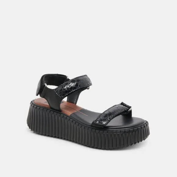 NEW DOLCE VITA Leather Debra Sandals midnight black for women 462tn