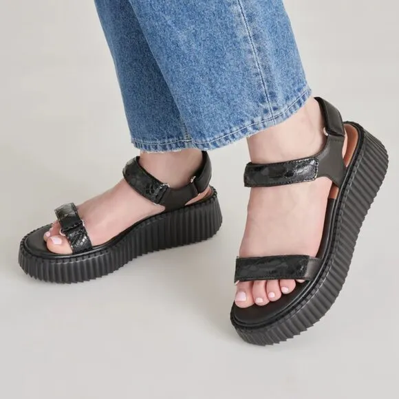 NEW DOLCE VITA Leather Debra Sandals midnight black for women 462tn