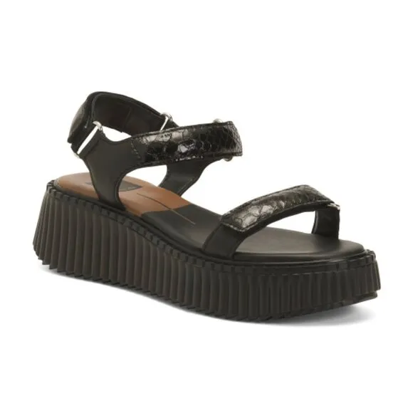 NEW DOLCE VITA Leather Debra Sandals midnight black for women 462tn