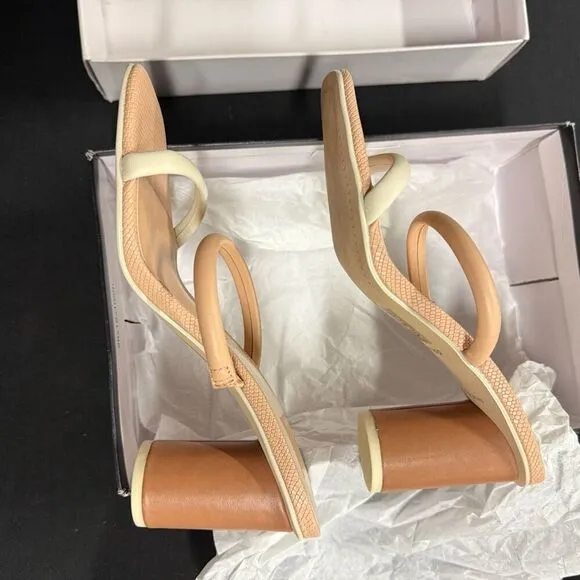 New Dolce Vita Noles Natural White Leather Strappy Sandals Heels 6.5