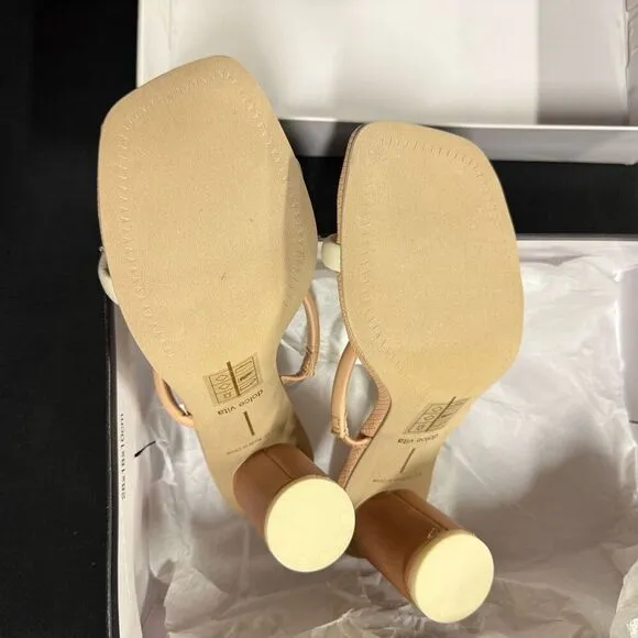 New Dolce Vita Noles Natural White Leather Strappy Sandals Heels 6.5