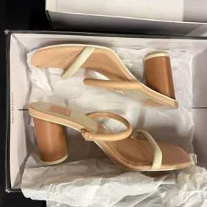 New Dolce Vita Noles Natural White Leather Strappy Sandals Heels 6.5