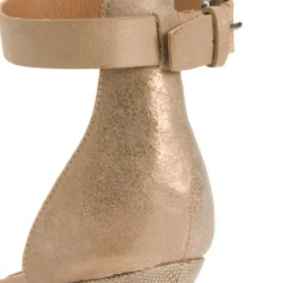 NEW Donald Pliner   Platform Wedge Platinum  Beige Leather  Sandals 693M0