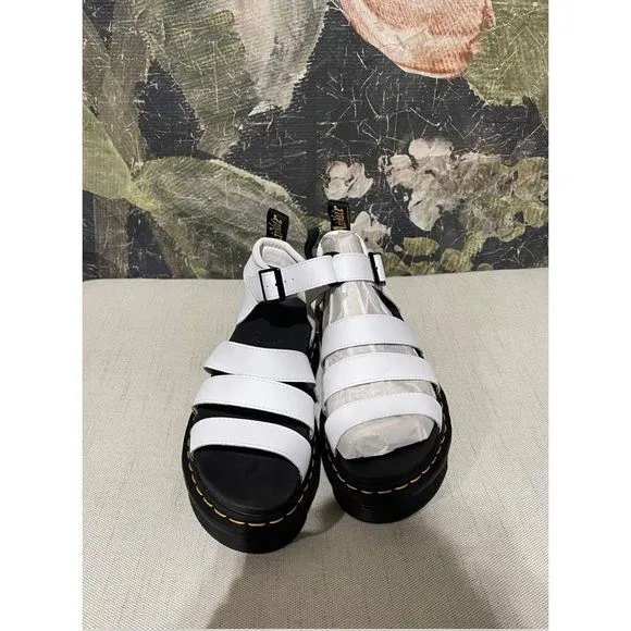 New Dr Martens BLAIRE LEATHER STRAP SANDALS Size 9 In White