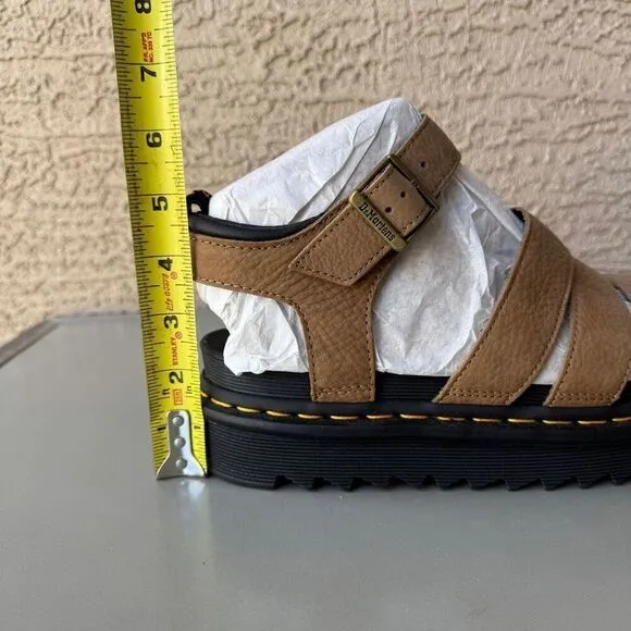 NEW Dr. Martens Blaire Platform Sandals Womens Size 10 Tan Nubuck Leather