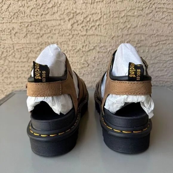 NEW Dr. Martens Blaire Platform Sandals Womens Size 10 Tan Nubuck Leather