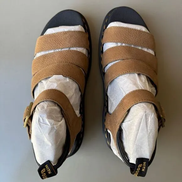 NEW Dr. Martens Blaire Platform Sandals Womens Size 10 Tan Nubuck Leather