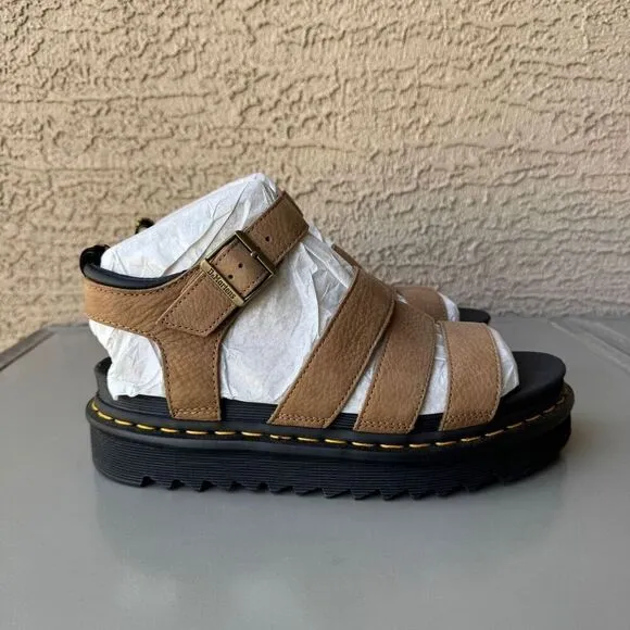 NEW Dr. Martens Blaire Platform Sandals Womens Size 10 Tan Nubuck Leather
