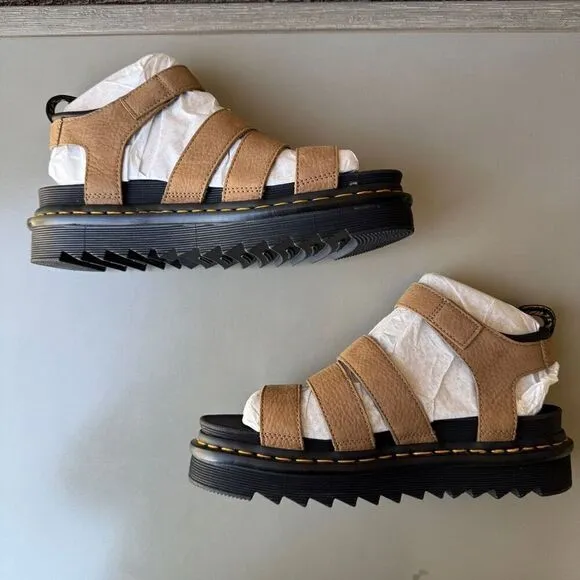 NEW Dr. Martens Blaire Platform Sandals Womens Size 10 Tan Nubuck Leather